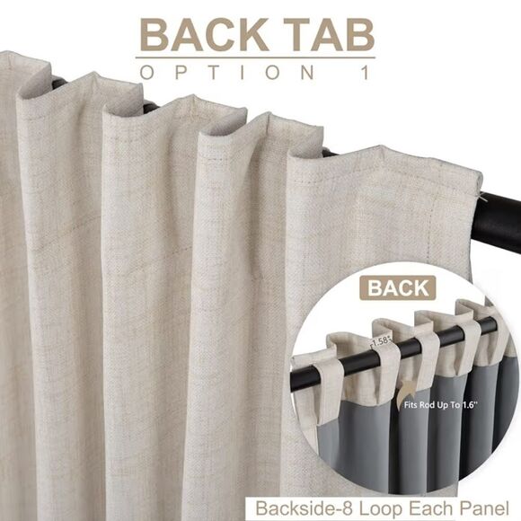 100% Blackout Curtains 102 inches Long Natural Linen Drapes 2 Panels Set - Picture 5 of 8